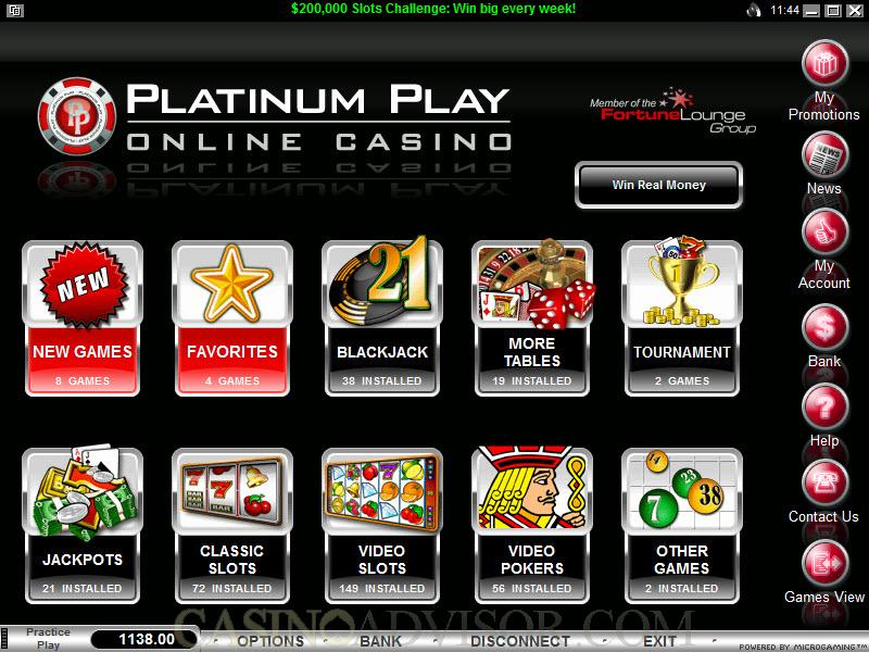 Platinum play flash casino