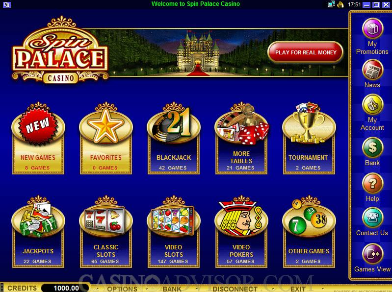 spin palace casino player tips
